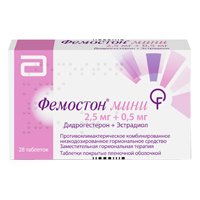 Фемостон мини табл. п/о пленочной 2.5 мг+0.5 мг №28, Эбботт Хелскеа Продактс Б.В., произведено Эбботт Биолоджикалз Б.В.
